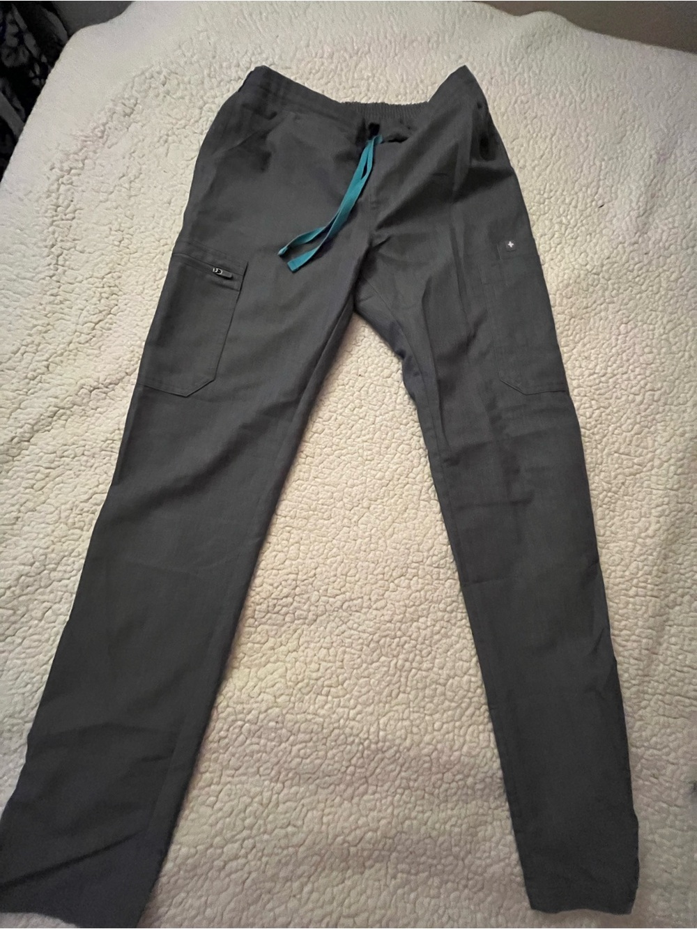 Figs Women's Charcoal Joggers with Teal Drawstring